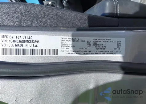 2021 Dodge Durango Sxt Plus Awd from USA, damaged, VIN 1C4RDJAG0MC853595